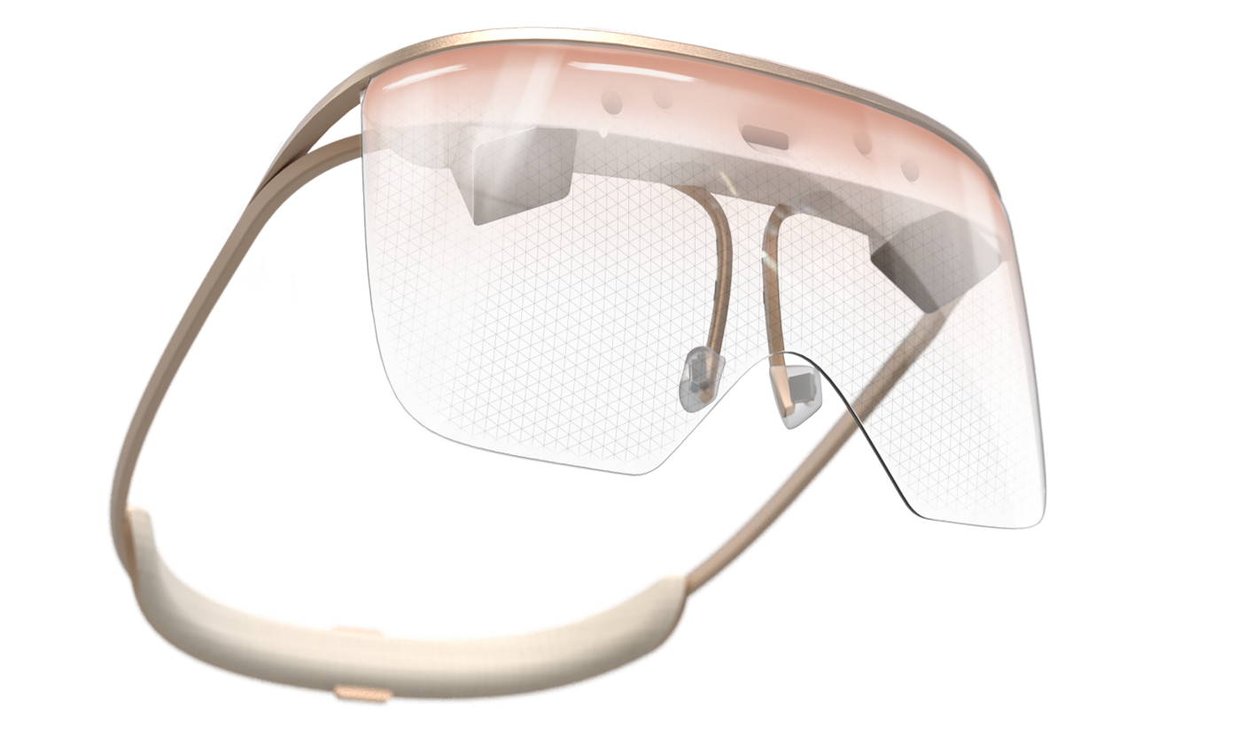 Oculenz Headset shield with spectacle lenses in frame front